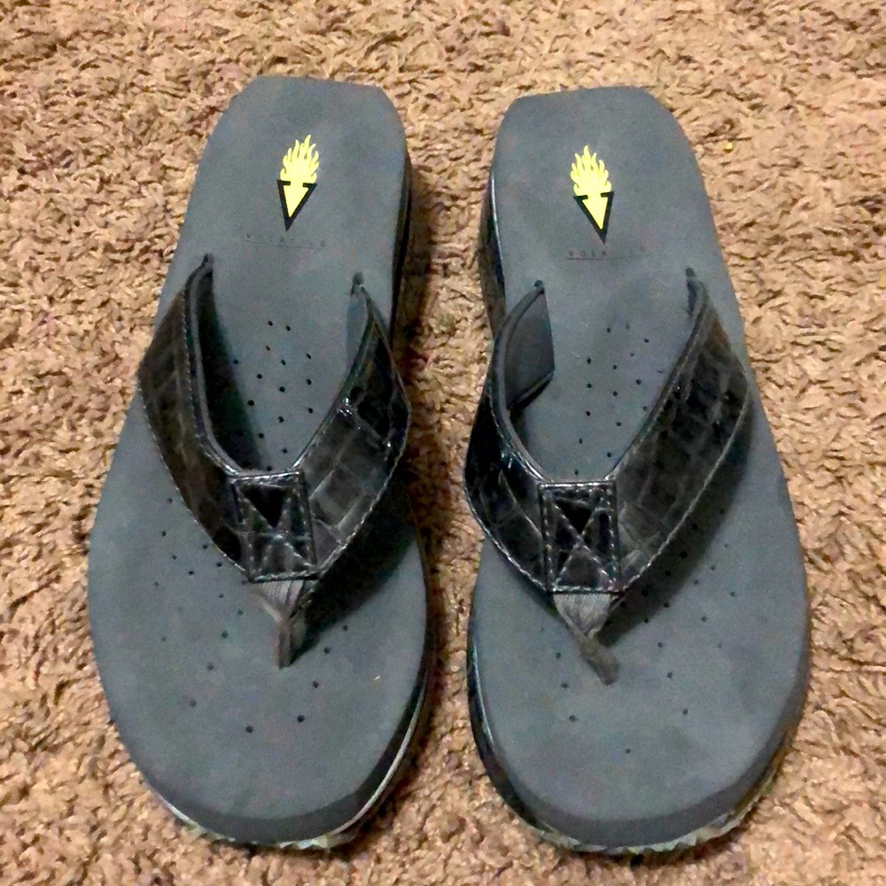 Volatile Snake-Skin Platform Flip-Flops